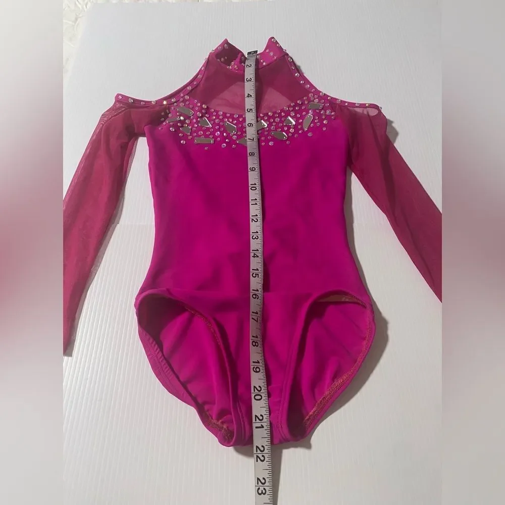 Custom contemporary lyrical solo illusion hot pink Dance Costume 2 piece MC